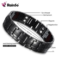 RainSo Male Bracelet Health Germanium Bracelet Charm Black Titanium Magnetic Therapy Bangles Unique 