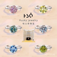 Sterling Silver Six-Prong Moissanite Women's Classic Emerald50Carat GRA Ring1Crown Ring S925Manufact