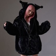 Reflem x Kuromi 地雷系皮耳毛毛外套