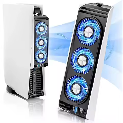 Cooling Fan for PS5/PS5 Silm Game Console with LED, High-Speed Silent Cooler Fan for PS5, 3-Fan USB 