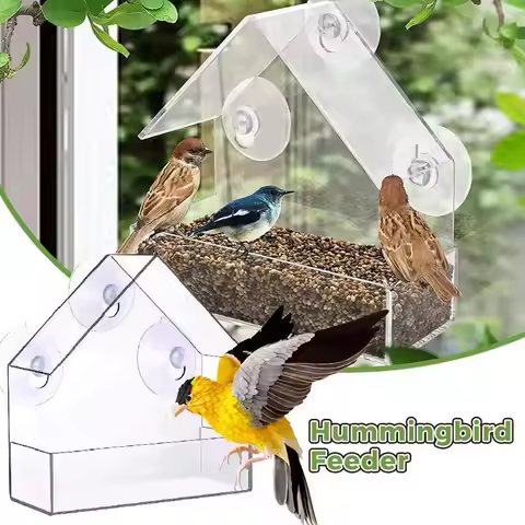 House Transparent Window Wild Bird Feeder Outdoor Removable Suction Cups Sliding Automatic Birds Fee