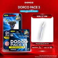 DORCO PACE 3 - Combo Dao Cạo Râu Hàn Quốc 3 Lưỡi - Bộ Gồm Hộp 1 Cán 1 Đầu Cạo và Hộp 4 Đầu Cạo