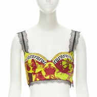 new VERSACE Voyaga Barocco print lace bustier bra top Kylie Jenner IT38