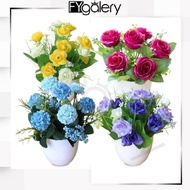 Obral Fygalery Pot Bunga Mawar Dan Bunga Hydrangea Tanaman Hias Bunga