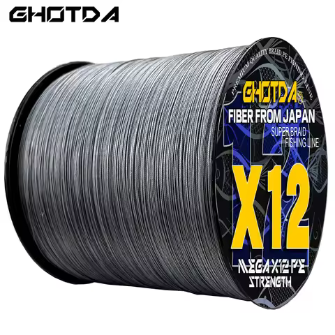 GHOTDA Saltwater Fishing Line X12 Strands Braided Line 300/500/1000M 25-120LB Multifilament PE Fishi