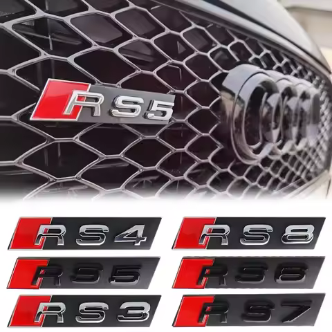 3D ABS RS3 RS4 RS5 RS6 RS7 RS8 Emblem Car Front Grille Badge Tuning Accessorie for Audi A1 A3 8P A4 