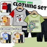 CantikBaby Baju Berjalanan Budak Harian Trendy Boy Girls 6 Bln - 5 Thn Set Lengan Pendek & Seluar Pa