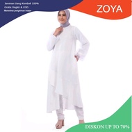 zoya vazza midi dress atasan tunik motif muslim wanita putih