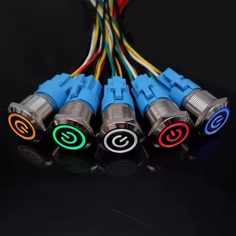 10pcs 16/19/22mm Metal Push Button Switch Power LED Light Waterproof IP65 Flat Head Self-lock Reset