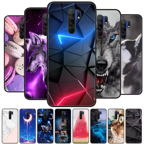 For Xiaomi Redmi 9 Case Cat Flower wolf Cover Silicone Case For Redmi 9 redmi9 Cover Bumper 6.53" Sh