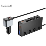 180W One-For-Three Car Charger QC3.0 Fast-Charging Vehicle Charger Through Current