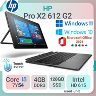 Used HP Pro x2 12 Inch Laptop Intel Core i5-7Y54 7th 4GB 128GB SSD WiFi Office Full HD USB C 612 G2 