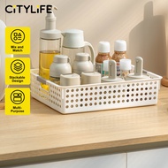 (BUNDLE OF 2) Citylife Plastic Storage Basket Organizer Toy Storage Kitchen Organizer with handle Ba