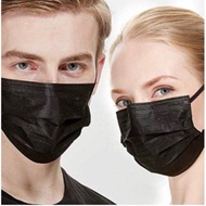 50pcs Full Black colour 3ply Face mask Non Medical Disposable Mask full Black Face Mask Hitam