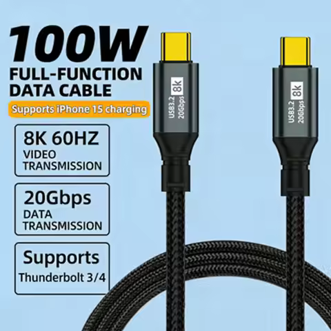 Gold plated PD100W USB 3.2 20Gbps ThunderBolt 3 Type C to C Cable 8K@60Hz USB C Cord For iPhone 15 P