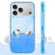 Cute Hello Kitty And Snoopy Dabble Color Acrylic Case Compatible For IPhone 13 14 15 16 17 Pro Max C
