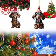 1/7 Acrylic Christmas Fun Sausage Dog Car Decoration Pendant Q9b7