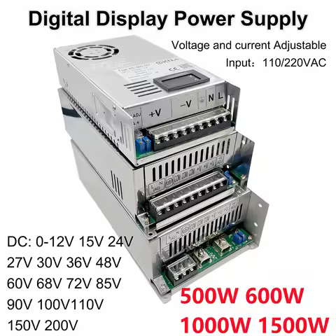 500W 600W 1000W 1500W Adjustable Switching Power Supply 0-12V 24V 36V 48V 60V 85V 120V 150V 200V SMP