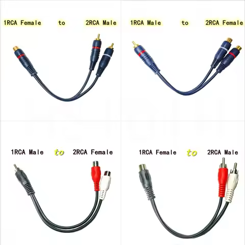 2RCA to 1RCA Female to Male to Female Splitter Car Cable 1RCA To 2RCA Audio Splitter Distributor Con