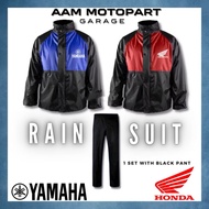 RAIN SUIT YAMAHA ( BLUE ) / HONDA ( RED ) SINGLE LAYER RAINCOAT WITH PANTS / BAJU HUJAN SELUAR RAIN 