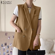 MOMONACO ZANZEA Korean Style Women's Blazer Double-Breasted Waistcoat Formal Office Lapel Blazer #11