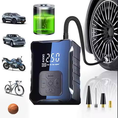 Electric Bicycle Pump Portable Tire Inflator With Screen Rechargeable Basketball Car Motorcycle Tire