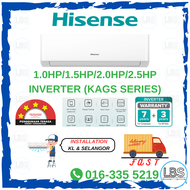 HISENSE INVERTER AIR COND (KAGS SERIES - 4STAR) - 1HP/1.5HP/2HP/2.5HP [WITH INSTALLATION] (LBS)