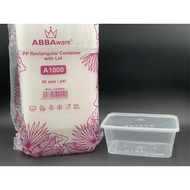 1000 Rectangular Disposable Plastic Food Container [ 50sets± ] ABBA ware A1000 / 1000ml