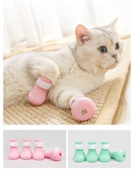 薄荷綠＆櫻花粉寵物洗浴防滑矽膠襪/貓咪淋浴、注射、胃藥、防刮鞋子