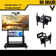 [SG SELLER] LCD Wall Ceiling Mount TV Stand Double Arm Swivel Slimed Wall Mounted Fixed TV Bracket f