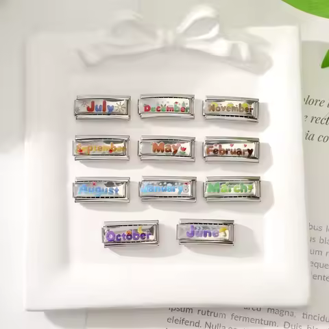 New Fashion Colorful 12 Months November December Long Italian Charm Links Fit 9mm Stainless Steel Br
