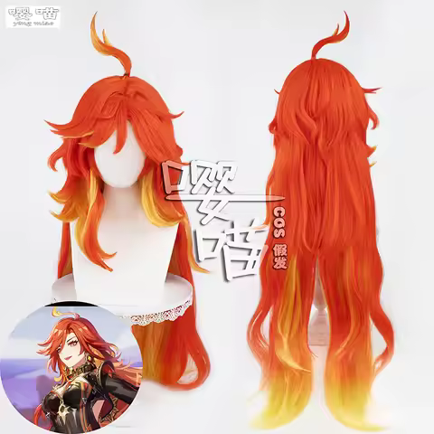 Genshin Impact Pyro Archon Mavuika Cosplay Wig 105CM Gradient Heat Resistant Synthetic Wig Anime Mav