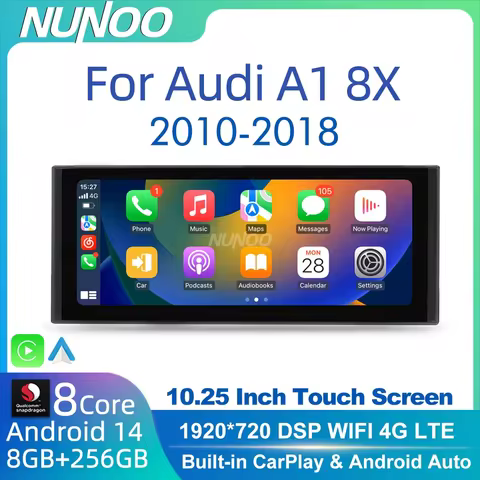 Android 14 Qualcomm CarPlay For Audi A1 8X 2010-2018 RMC HNR Car Multimedia Player IPS Touch Screen 