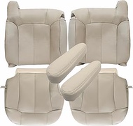 Driver and Passenger Bottom and Top Lean Back Covers Light Tan 522 or 922 & Armrest Cover Compatible