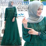 Gamis Brukat Selma Kombinasi Moscrepe / Gamis Brokat Bumil Muslimah