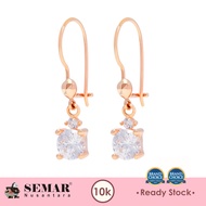 Anting Emas Panjang Batu Putih Bulat Gold 10K Semar Nusantara