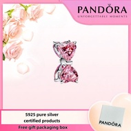 Duty free 100% s925 sterling silver jewelry Pandora ring jewelry gift Pandora Pink Bow Charm 794253C