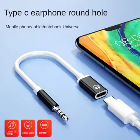 Type C Earphone Adapter Typec Female Flat Head Earphone Type-C Converter Earphone Adapter 3.5mm Male