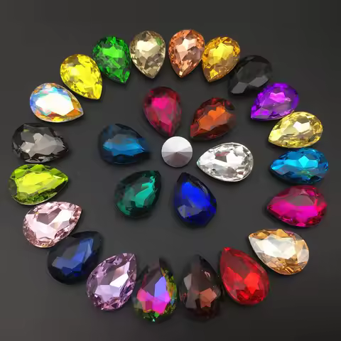 Pear Crystal Glass Rhinestones Teardrop Loose Beads Pointback Fancy Stone For Jewelry Making 6x8/7x1