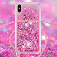 With Neckstrap Glitter Bling Quicksand Liquid Case Cover for iPhone Xs Max（6.5 inch）/iPhone Xr（6.1 inch）/iPhone X / iPhone 10 / iPhone Xs/iPhone 6/7/8/SE 2020