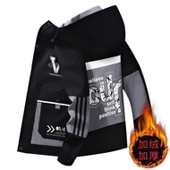 Fleece Lining Thickened Men's Jacket Worker Hooded Jacket Youth Handsome Men's Jacket