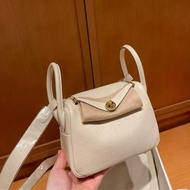 Hermes Mini Lindy 奶昔白金tc K刻