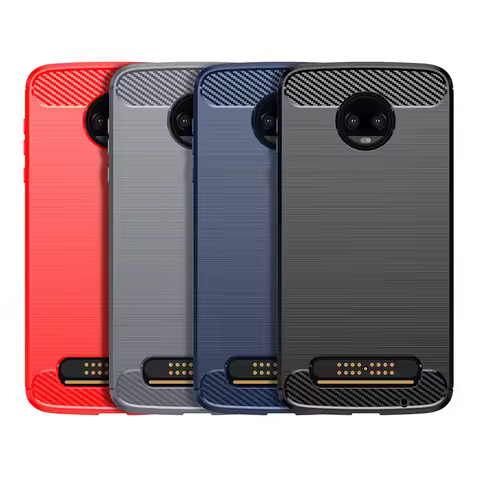 For Motorola Moto Z2 Z3 Z4 Force Play Safety Soft TPU Case for Moto Z2Play Protective Brushed Carbon