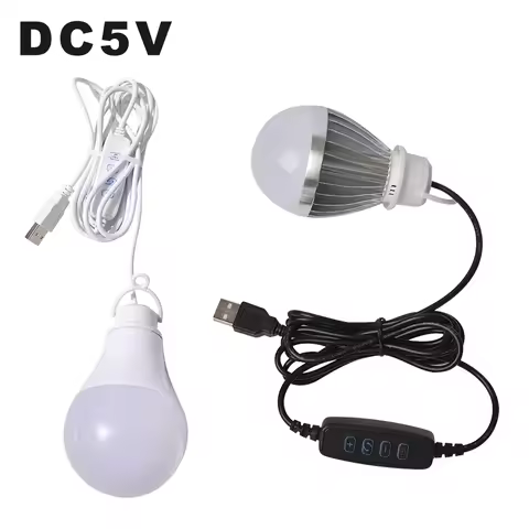 DC5V LED Light Bulb Stepless Dimming With ON/OFF Switch 10W USB Dimmable Hanging Lamp Emergency LED 