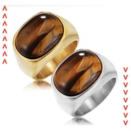 Fashion Men Ring Cat Eye Simulation Opal Stone Gold Silver Plated Ring