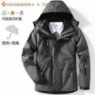 羅保羅【M-8XL】三合一戶外 情侶大碼可拆卸加絨保暖防風 防潑水 冬季