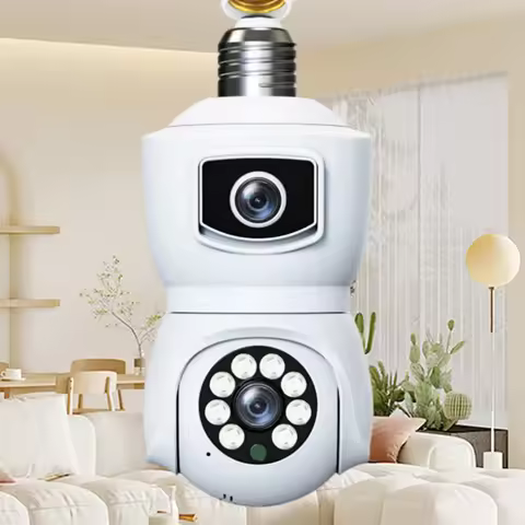 Light Bulb Security Camera 360° Wi-Fi Dual Lens Auto Tracking Two Way Audio Night Vision Indoor Outd