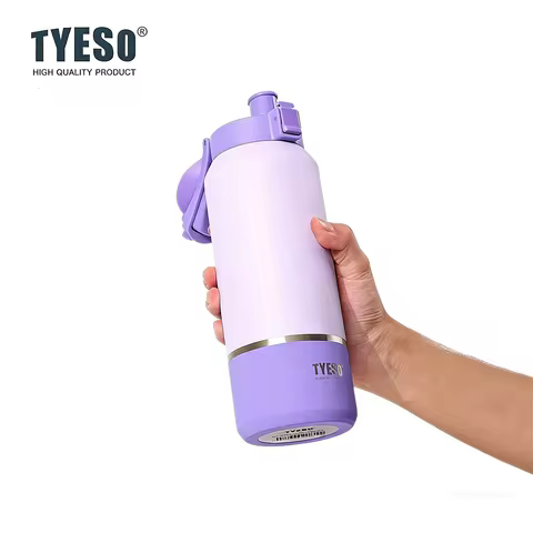 Tyeso Large Capacity Insulated Water Bottle with Handle Portable Travel Mug Leak-Proof Lid for Outdo