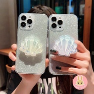 For OPPO A53 A32 A33 2020 A55 A56 A53S 5G A31 F11 A5 A9 2020 A3S A12E R17 Pro R15 Glitter Soft Cover With Shell Folding Bracket Holder Stand Transparent Cases Casing