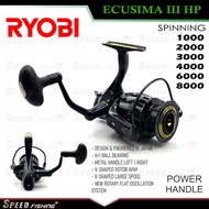 Ryobi Ecusima III Fishing Reel HP 1000 2000 3000 4000 6000 8000 Power Handle Spinning